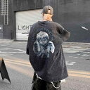 Tシャツ メンズ 半袖 アメカジ ストリート ウォッシュ加工 ヴィンテージ エンジェル 花柄 プリント コットン クルーネック 丸首 ゆったり 春夏 カジュアル 男性用 トップス