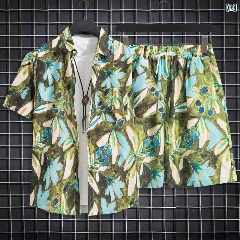 メンズ セットアップ 夏 吸汗速乾 薄手 ショートパンツ 上下セット 海辺 旅行 リゾート ビッグサイズ ゆったり カジュアルウェア カップル ペアルック