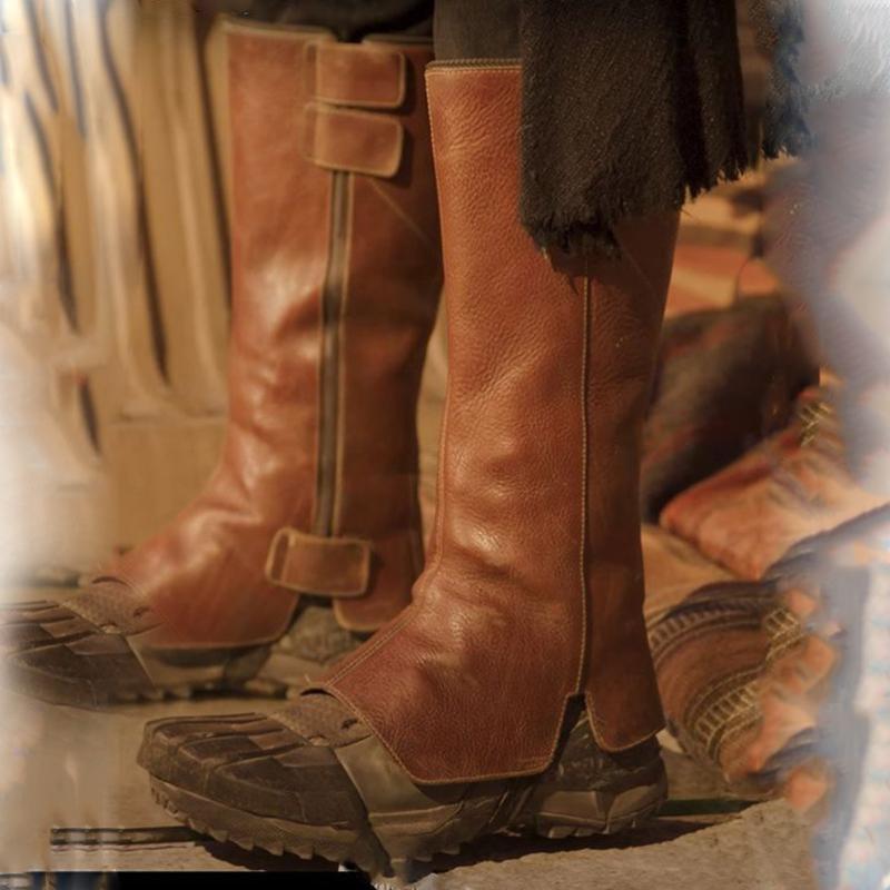 レッグカバー レザー 革製 欧米風 レトロ ヴィンテージ 春夏 ブーツ用 脚元 コスプレ 仮装 イベント バ..