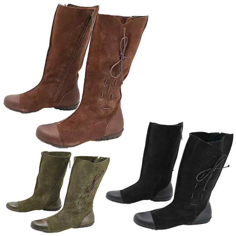 ロングブーツ レディース ライダーブーツ 太ヒール ローヒール 大きいサイズ スエード調 マット フェイ..