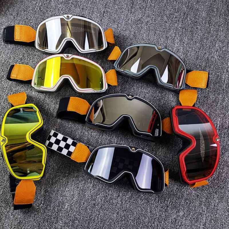 バイク ゴーグル メンズ レディース 男女兼用 オフロード レトロ ヴィンテージ 防風 防塵 ヘルメット対応 UVカット 保護メガネ アイウェア