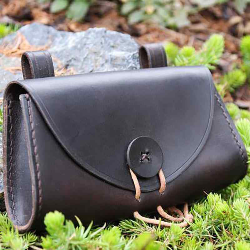 ウエストバッグ ユニセックス 本革 スクエア型 レトロ ヴィンテージ ドローストリング 巾着 コンパクト..