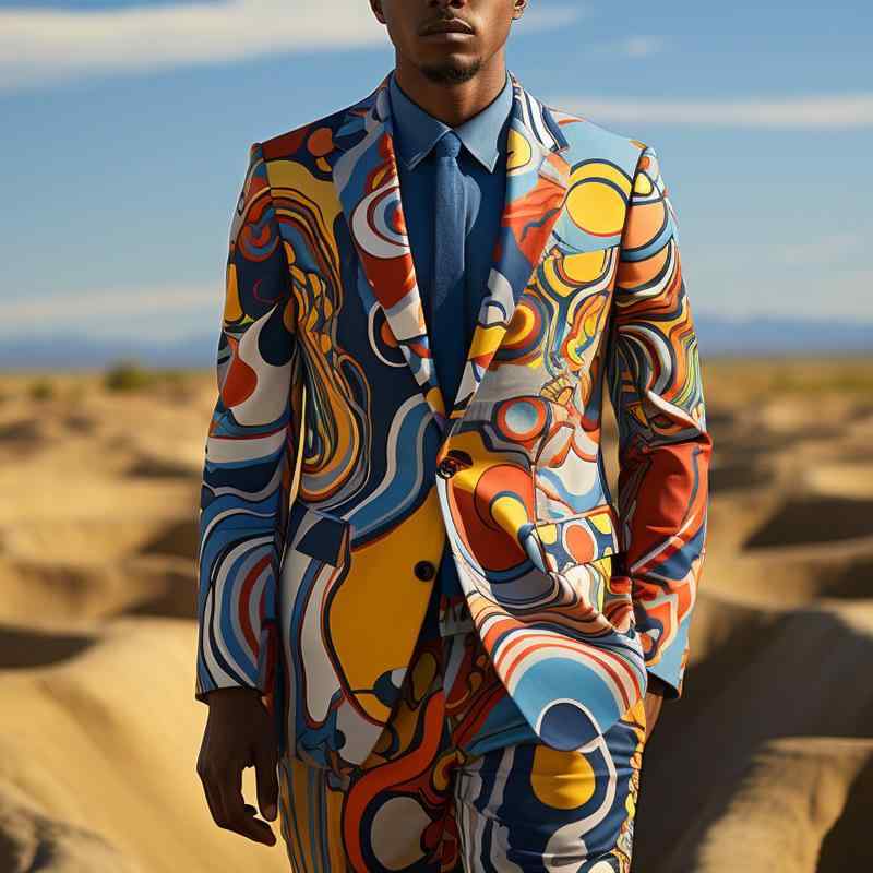 楽天モズラボジャケット メンズ 3Dデジタルプリント キラキラ 光沢 スリムフィット パーティー ステージ衣装 ナイトクラブ ダンス 発表会 イベント コスプレ ブレザー アウター オールシーズン