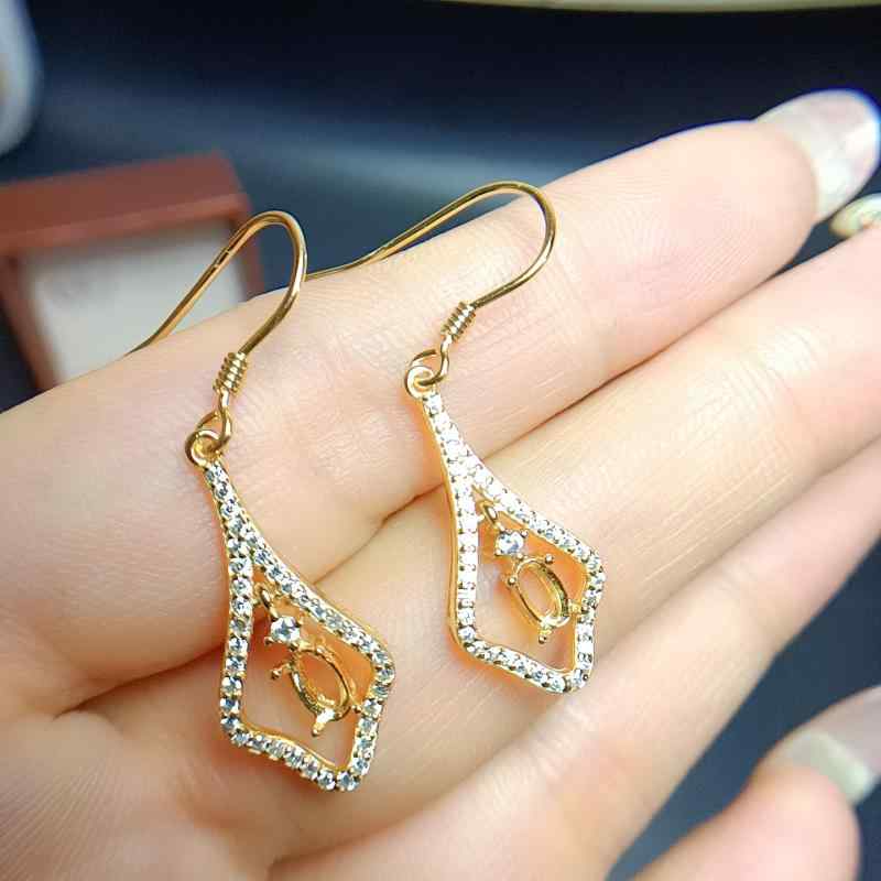 イヤリング レディース シンプル シルバー925 プラチナメッキ ゴールドカラー 空枠 オーバル 3mm 5mm 揺れる ハンドメイド素材 DIYパーツ 石座 ジュエリー製作