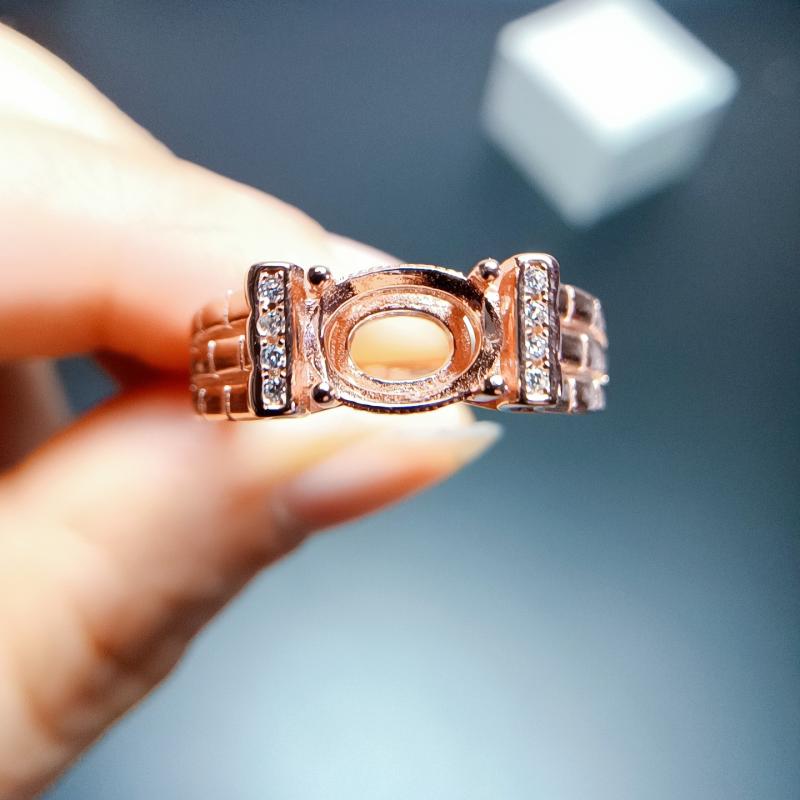 指輪 レディース S925シルバー 空枠 楕円形 6ミリ 8ミリ対応 横置きデザイン スターダストデザイン フリーサイズ プラチナ ローズゴールド イエローゴールド 電気メッキ加工 オフィス カジュアル ファッション 高品位