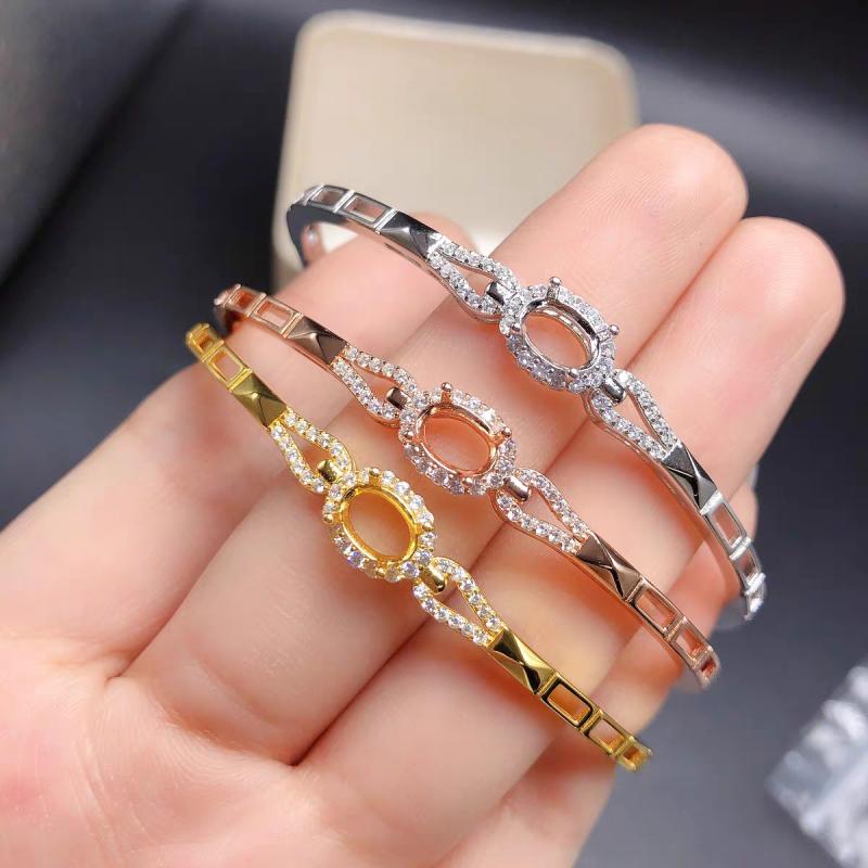 ブレスレット レディース S925 シルバー925製 オーバル フレーム 上品 華奢 プラチナカラー ゴールド ..