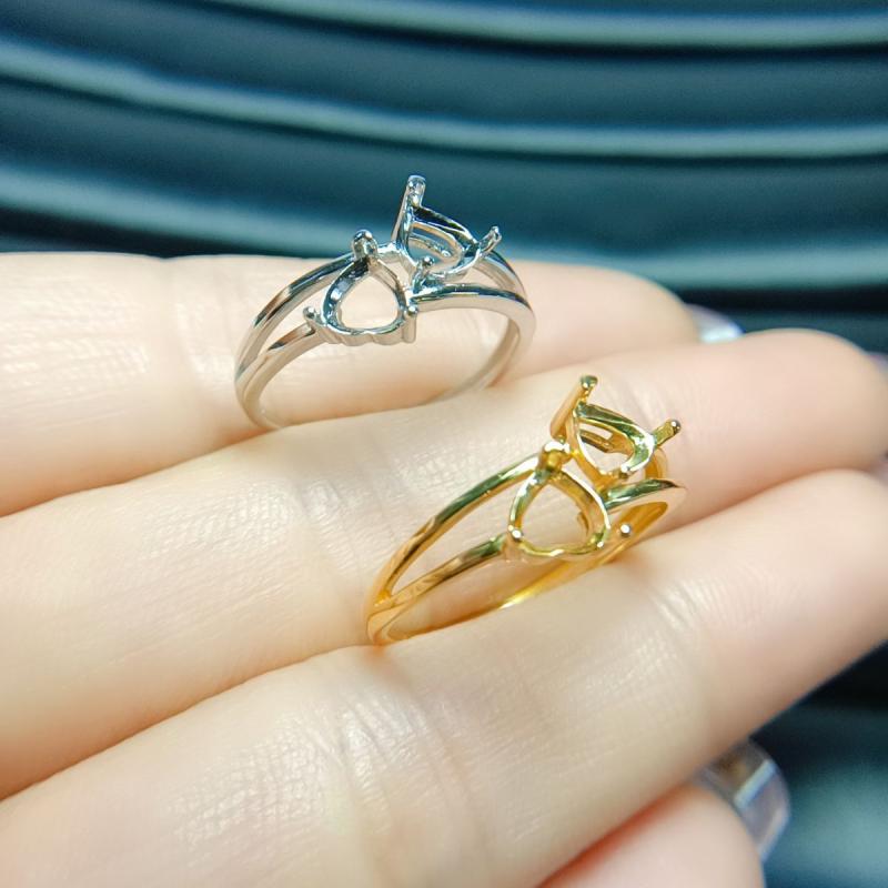 指輪 レディース S925シルバー オープンリング 空枠 ハート型 5mm対応 満天星デザイン シルバーカラー ゴールドカラー サイズ調整可能 ファッション 通勤 オフィス カジュアル(4)