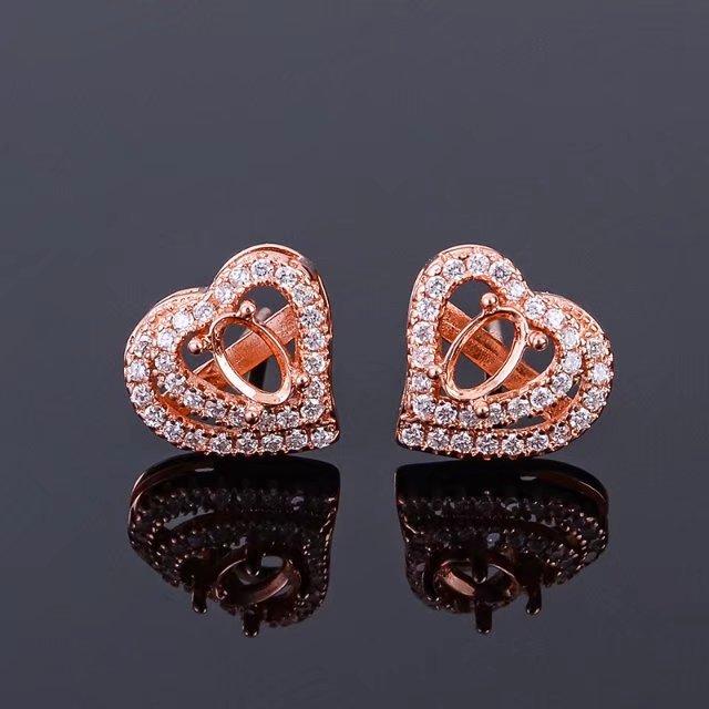 ピアス レディース 925シルバー 18Kホワイトゴールドメッキ ローズゴールドメッキ 空枠 3ミリ 5ミリ対応 ハンドメイド DIY パーツ オリジナル アクセサリー作成用(x2)