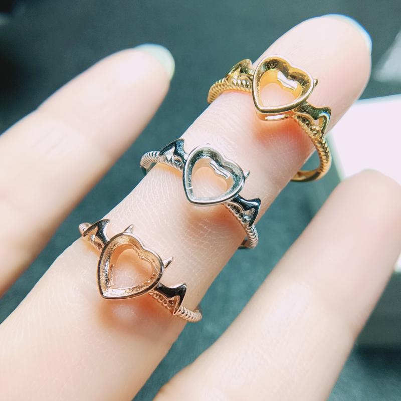 指輪 レディース S925シルバー 小悪魔風 ハート型リング サイズ調整可能 フリーサイズ オープンリング パヴェ風 ジルコニア装飾 ホワイトゴールド ローズゴールド イエローゴールドメッキ 華奢 デイリー おしゃれ かわいい カジュアル