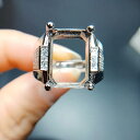 指輪 メンズ S925 シルバー プラチナメッキ 長方形 空枠 ストーンセッティング用 調節可能 オープンリング スタイリッシュ 上品 カジュアル アクセサリー ファッション プレゼント(x2)