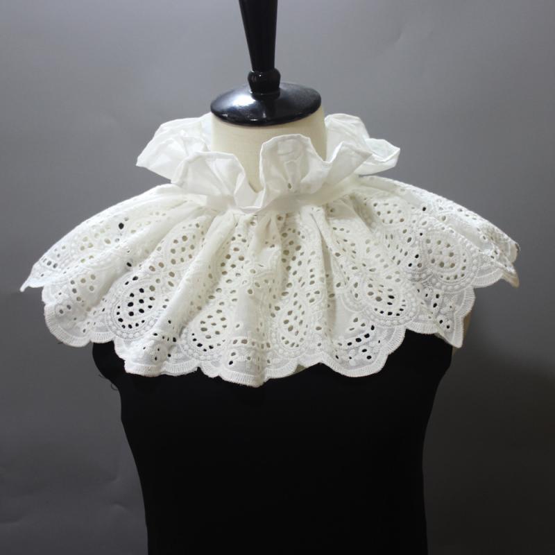 付け襟 レディース 宮廷風 刺繡 ショール風デザイン コットン素材 エレガント 無地 上品 クラシック 華やか ファッション小物 デコラティブカラー 春夏