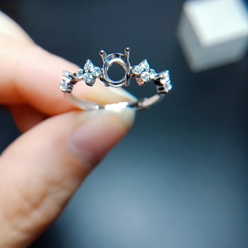 指輪 レディース フリーサイズ S925シルバー 空枠 楕円形 石座 4x5mm対応 18Kメッキ加工 シルバー ローズゴールド ゴールドカラー シンプル カジュアル