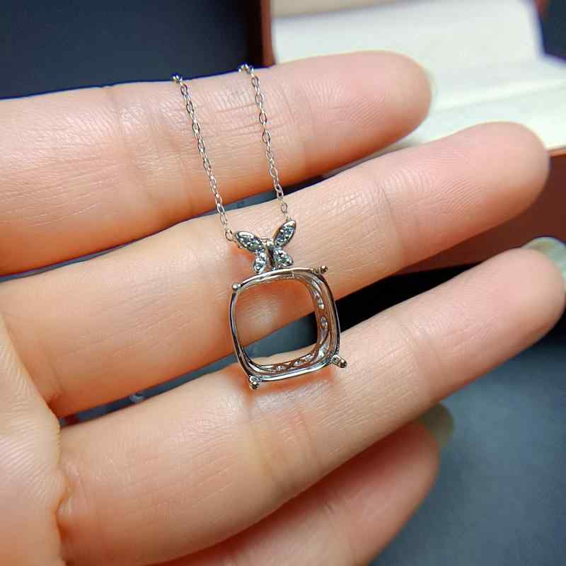 ペンダントトップ 空枠 S925 シルバー 枕型 12ミリ角 プラチナ仕上げ レディース エレガント 上品 かわ..