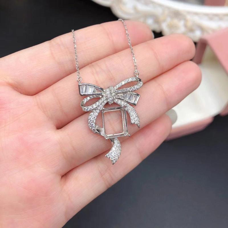 ペンダントトップ レディース シルバー925 空枠 長方形 ジュエリー作成 石座 手作り用 ホワイト ピンク イエローゴールドカラー 上品 エレガント