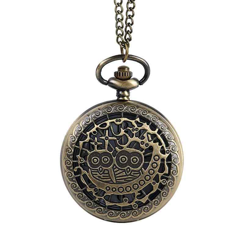 懐中時計 男女兼用 クォーツ式 ミニサイズ フクロウ 月モチーフ レトロ アンティーク調 かわいい キュ..