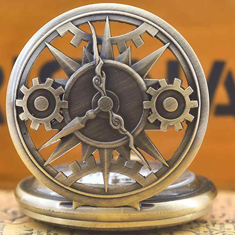 懐中時計 メンズ スチームパンク レトロ 歯車 スケルトン クォーツ アナログ表示 ネックレス ペンダン..