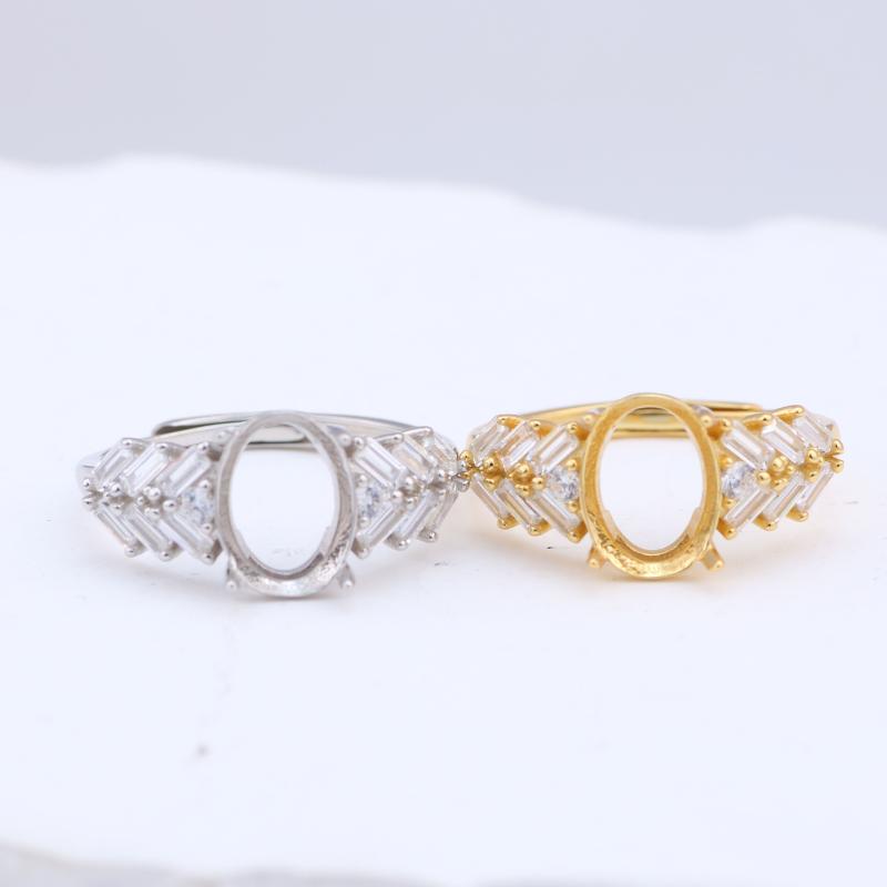 指輪 リング S925純銀 シンプル 楕円 空枠 調整可能 日韓風 アクセサリー ハンドメイドパーツ 電気メッキ加工 プラチナカラー ゴールドカラー 上品