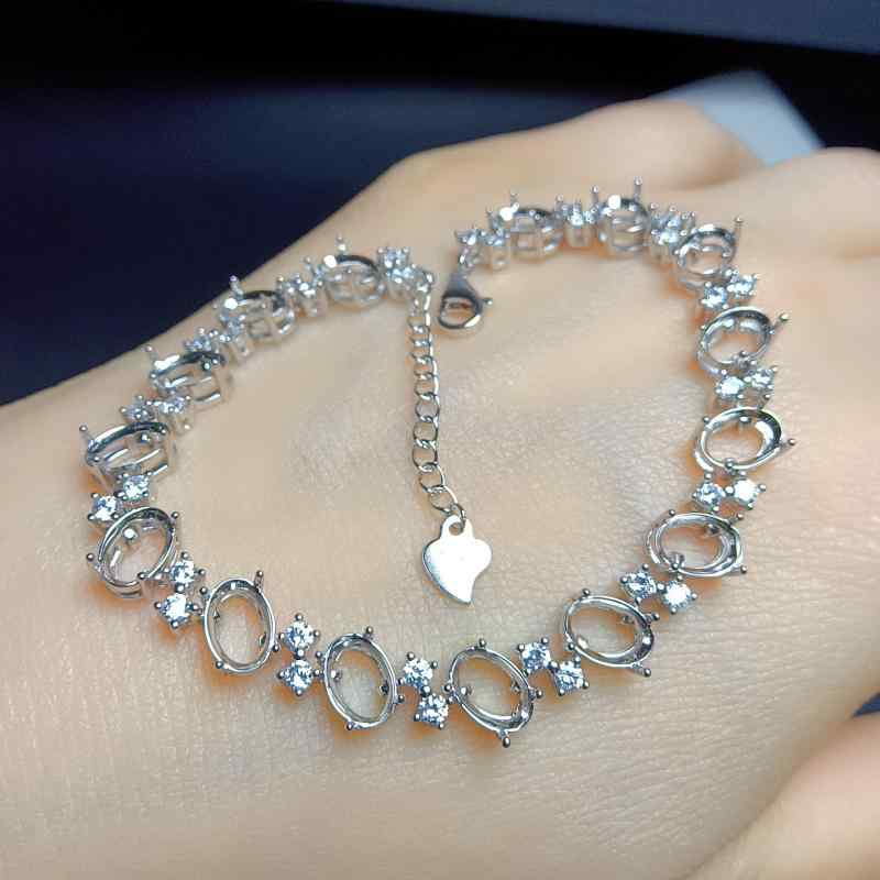 ブレスレット レディース S925純銀製 縦5mm 横7mm 楕円形 空枠 シンプル 上品 プラチナ仕上げ ローズゴールド ゴールドカラー ギフト プレゼント ...