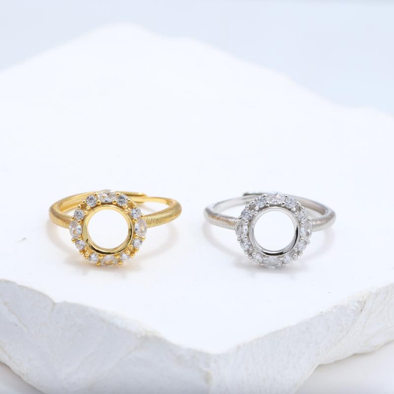 指輪 925銀製 空枠 オープンリング 楕円形 卵形 未セッティング しっかりした作り シンプル デザイン ..