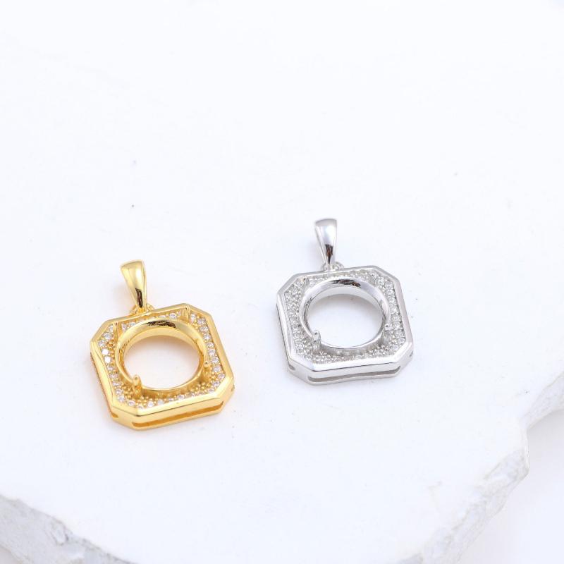 ペンダントトップ S925シルバー 未セッティング 翡翠 スイモク玉 カボション用 プラチナカラー ゴールドカラー 韓国スタイル 清楚 フェミニン かわいい