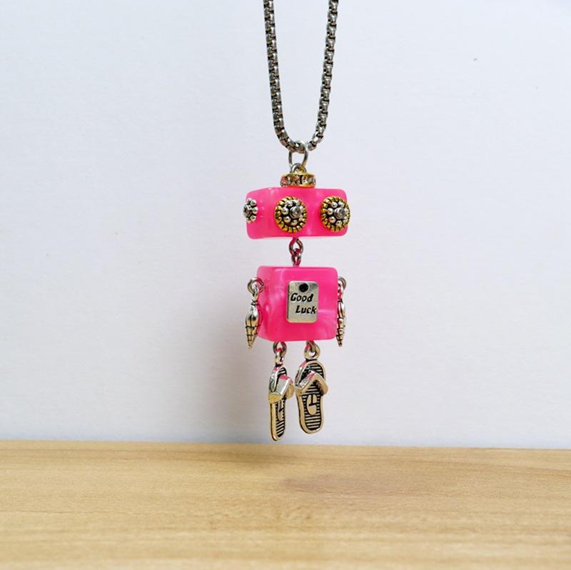 ネックレス カップル ペア スチームパンク ロボット ハンドメイド オリジナルデザイン 独創的 合金製 エナメル加工 普段使い カジュアル ペンダント クリスタル風