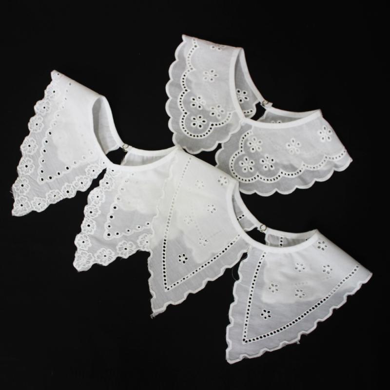 付け襟 レディース キッズ コットン 綿 レース 刺繍 花柄 フラワーデザイン フリーサイズ 春夏 ブラウス シャツ ワンピース 重ね着 コーデ オフィス カジュアル きれいめ フェミニン(4)