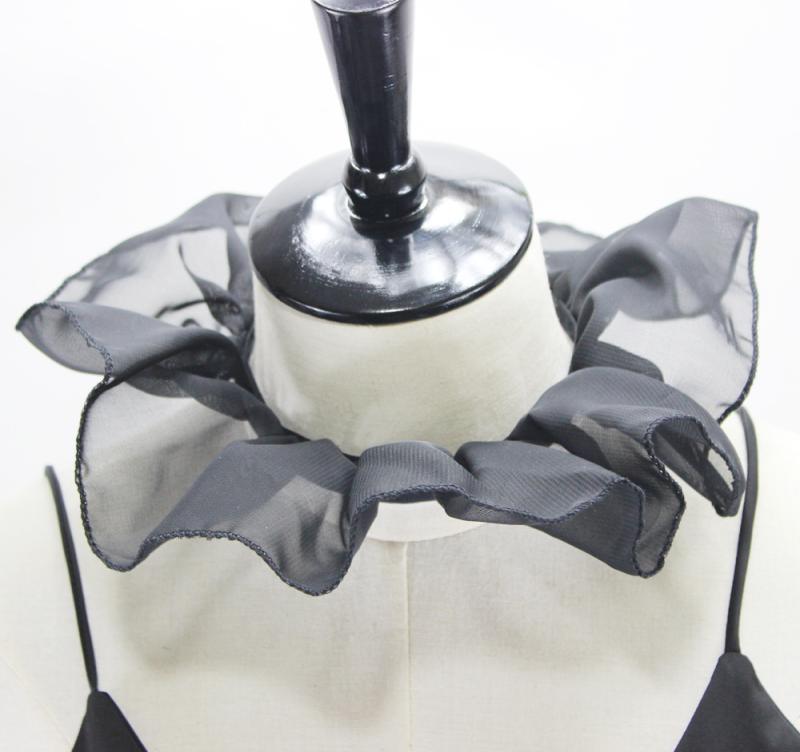 付け襟 レディース ブラック 宮廷風 立ち襟 黒鳥デザイン シフォン素材 エレガント 舞台衣装 撮影用 ゴ..