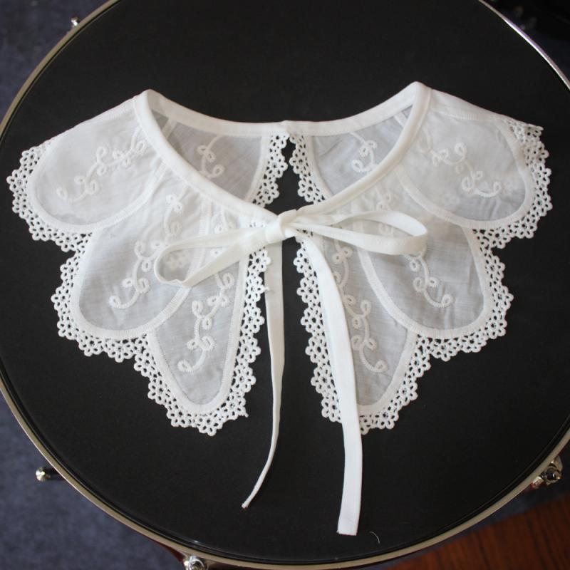 つけ襟 レディース 刺繍 リボンタイ ショール 飾り襟 メッシュ オーガンジー ホワイト ブラウス ワンピース 重ね着 スタイルアップ フォーマル カジュアル アクセサリー