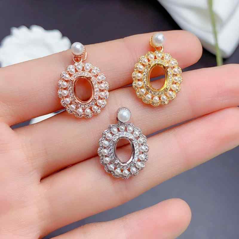 ペンダントトップ S925シルバー 空枠 楕円 6x8mm対応 シンプル エレガント 石座 セッティング ロジウムカラー ピンクゴールドカラー イエローゴールドカラー ハンドメイド素材