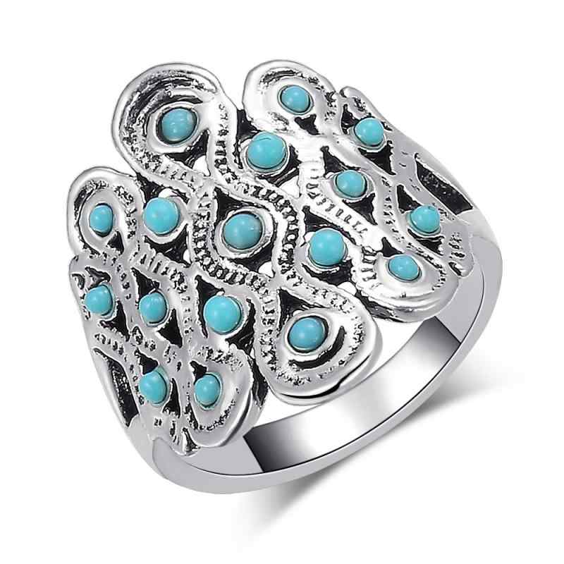 指輪 メンズ レディース 高級感 ファッション 雑誌風 アンティーク風 いぶし銀 レジン 人工宝石 幾何学..