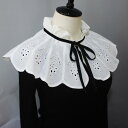 付け襟 レディース スタンドカラー チュール レース 刺繍 シアー 重ね着 透かし編み フリル タイ付き ブラウス ニット ワンピース 襟元 おしゃれ きれいめ...