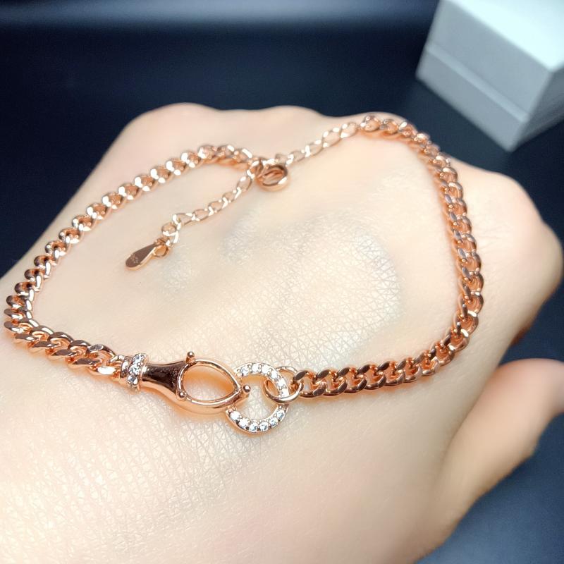 ブレスレット レディース 女性用 S925純銀製 シンプル しずく型 ドロップ型 シルバーフレーム 18金コー..