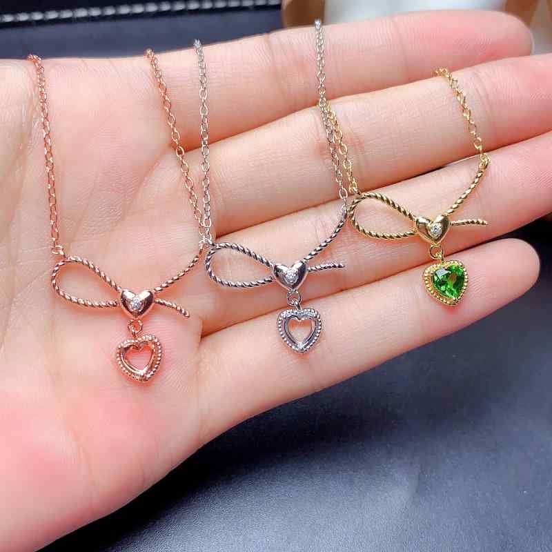 ネックレス レディース S925シルバー 18Kホワイトゴールド ローズゴールド イエローゴールドメッキ モアサナイト ハート 5mm ペンダント(x2)