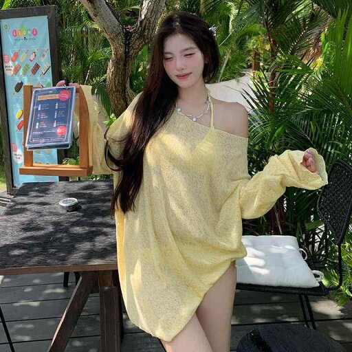 水着 レディース UVカット 長袖 美肌見せ 高級感 セクシー リラックススタイル ビキニ 3点セット リゾート バカンス クリームイエロー 三角パンツ インスタ風 水着 レディース UVカット 長袖 美肌見せ 高級感 セクシー リラックススタイル ビキニ 3点セット リゾート バカンス クリームイエロー 三角パンツ インスタ風