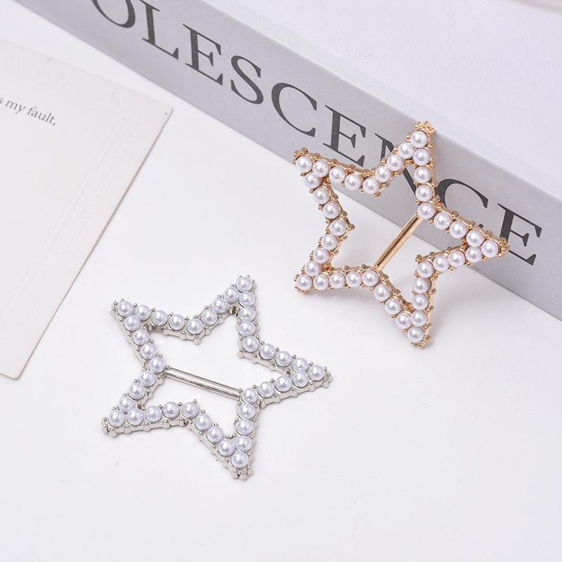 アレンジクリップ レディース シンプル パール スターモチーフ スカーフクリップ Tシャツ ウエストマー..