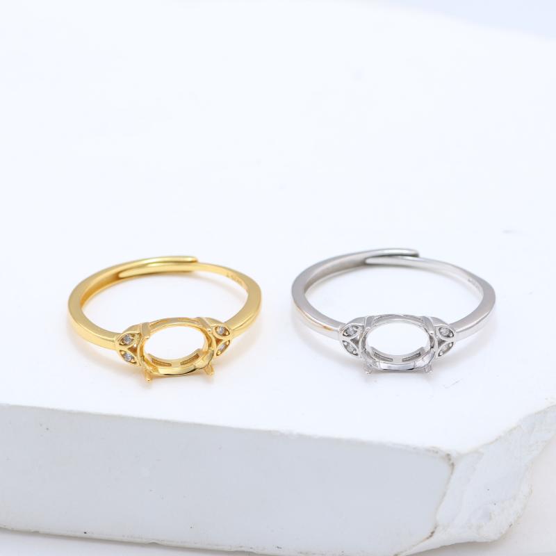 指輪 レディース シルバー925 未セッティング 空枠 フリーサイズ 楕円 卵型 ヒスイ カルセドニー用 シ..