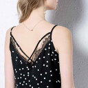 キャミソール レディース 春夏 Vネック ドット柄 バックシャン セクシー レース シフォン ゆったり インナー 外出着 通勤 切り替え(x2)