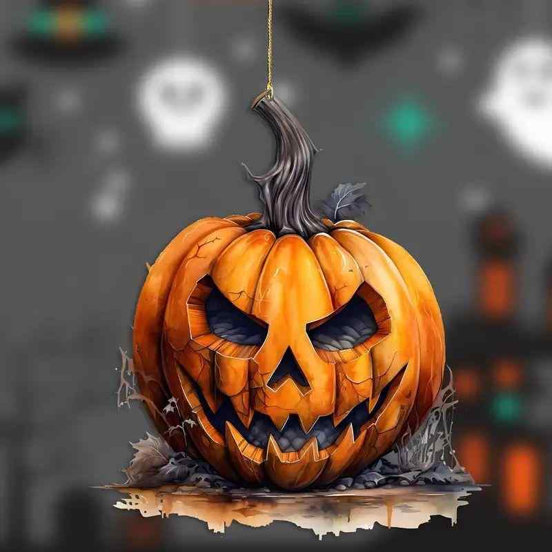カーチャーム ハロウィン パンプキン かぼちゃ アクリル製 フラット かわいい 車内装飾 車用 軽量 吊り下げ飾り(x2)