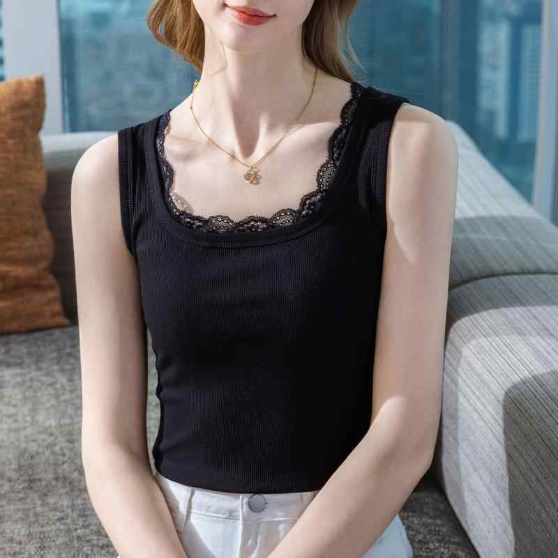 キャミソール レディース 高弾力 スリムフィット スクエアネック レース 切り替え フレンチスタイル オープンバック 通勤 インナー 無地 再生繊維 夏(x2)