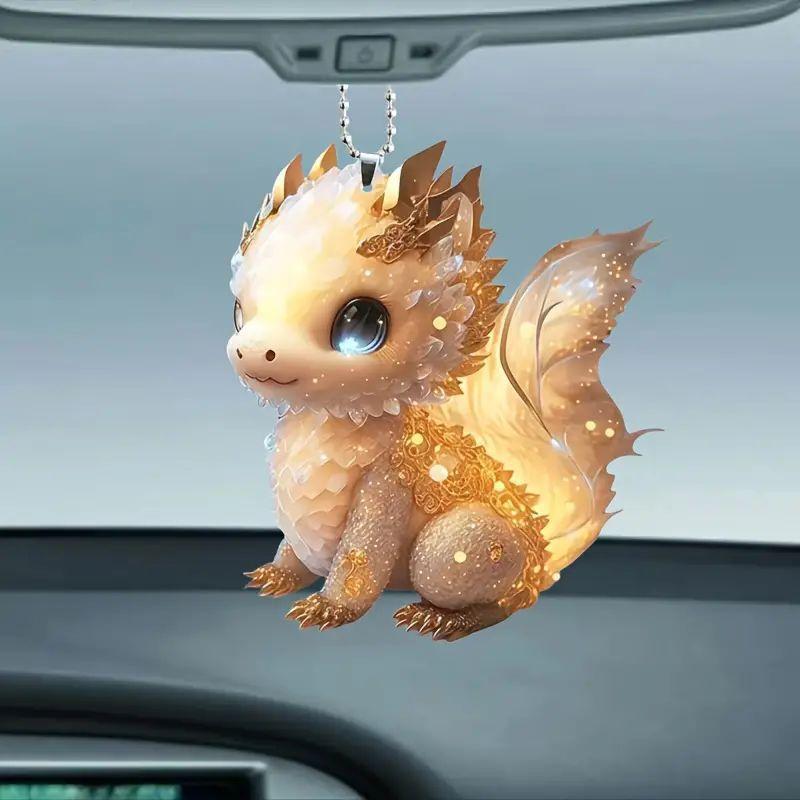 カーアクセサリー ハロウィン クリスマス 飾り 2D アクリル製 かわいい おしゃれ ミニ 金龍 モチーフ 車用 バックミラー 吊り下げ(x2)