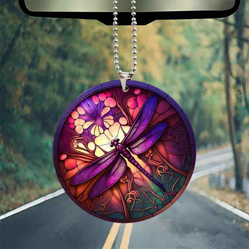 オーナメント 車用 キーホルダー バックチャーム かわいい トンボ リース アクリル製 クリスマス ハロウィン 部屋飾り イベント装飾(x2)