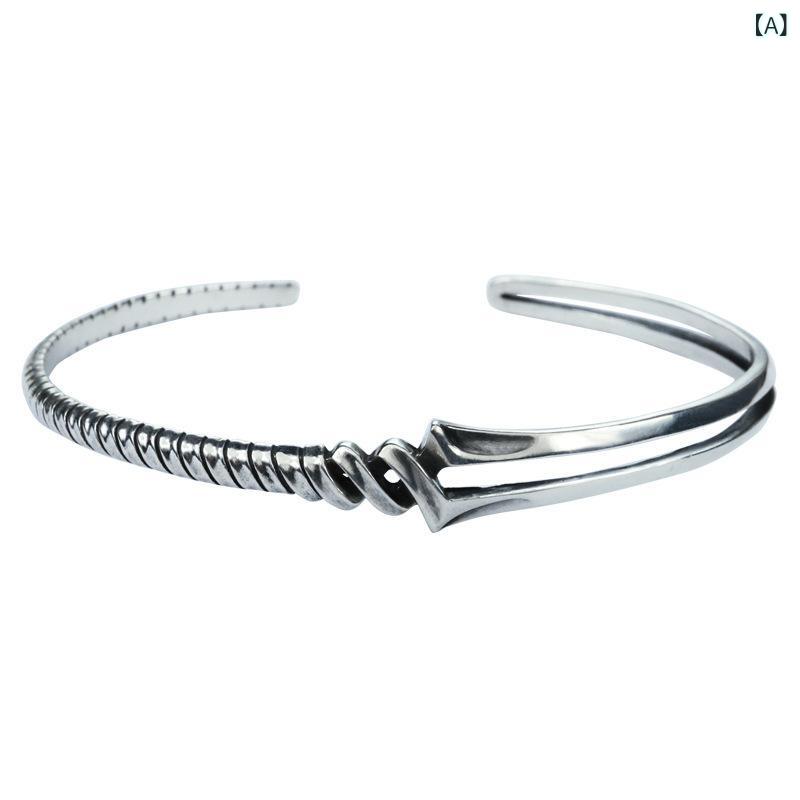 ブレスレット メンズ ユニセックス レトロ ヴィンテージ 銅製 シルバーメッキ 電気...