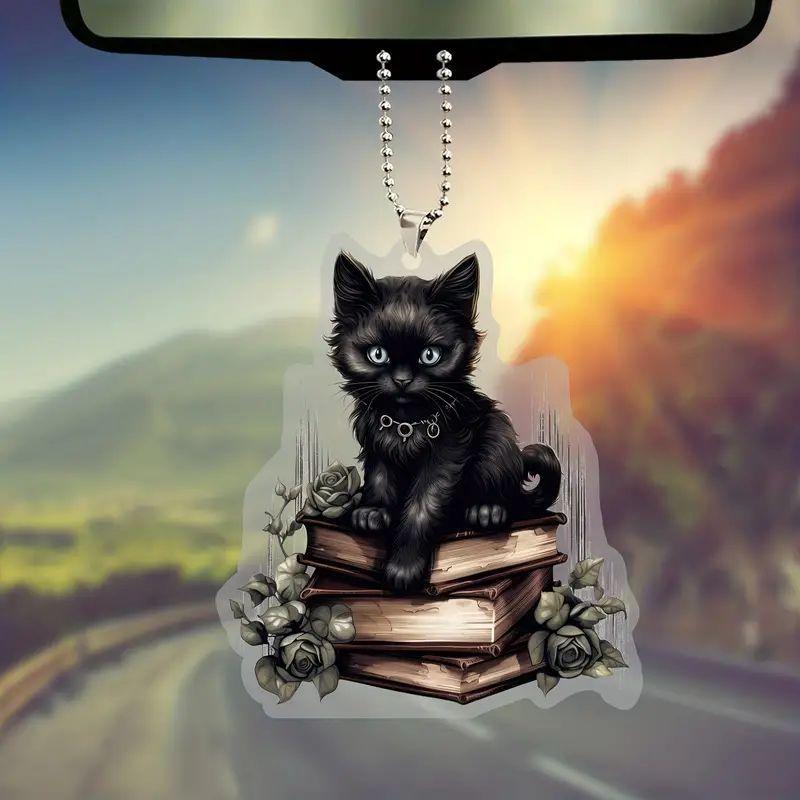 カーアクセサリー ハロウィン ゴシック調 レトロ風 アクリル製 本型 平面 車内装飾 カーチャーム(x2)