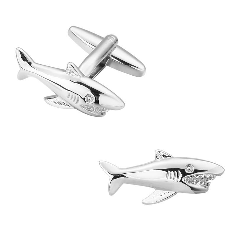 カフリンクス メンズ シルバー シャークモチーフ フレンチカフス 高品質 デイリー ビジネス フォーマル対応 スーツスタイル 欧米風 おしゃれ 電気メッキ加工