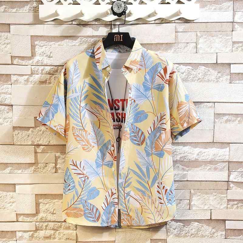 シャツ メンズ イージーケア 洗濯可能 薄手 耐久性 半袖 オープンカラー 花柄 アロハシャツ ハワイアン ビーチ リゾート 大人カジュアル スリムフィット 夏物