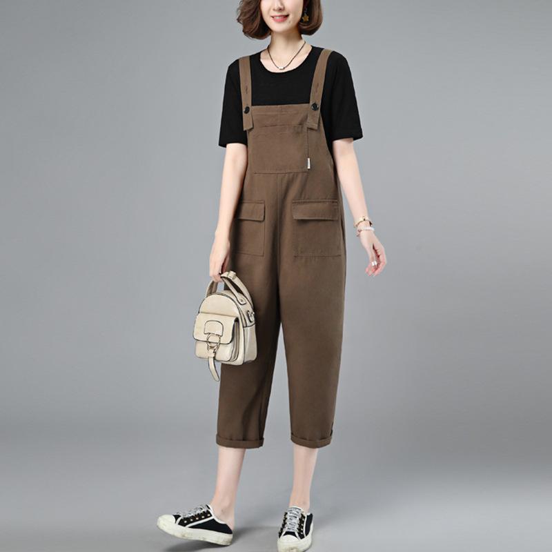 オールインワン レディース 春夏 薄手 細見え ゆったり 七分丈 低身長 小柄 ママ カジュアル 体型カバ..