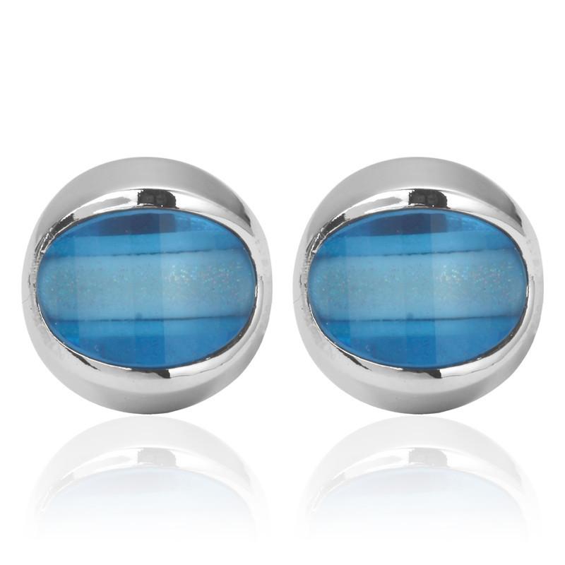 カフスボタン メンズ 男性用 ステンレス製 クリスタル宝石 ブルー 星型 光沢 ビジネス フォーマル 結婚式 パーティー ドレスシャツ ワイシャツ 紳士小物(x2)