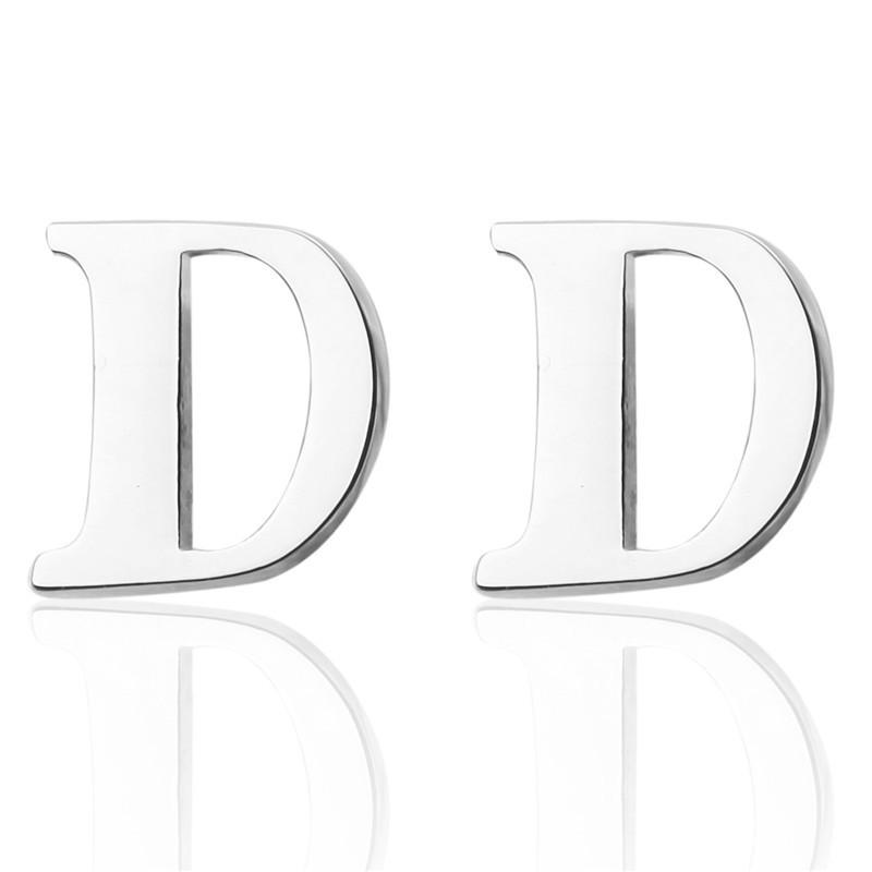 カフスボタン メンズ アルファベット イニシャル D型 シルバー 銅製 電気メッキ加工 フレンチシャツ ド..