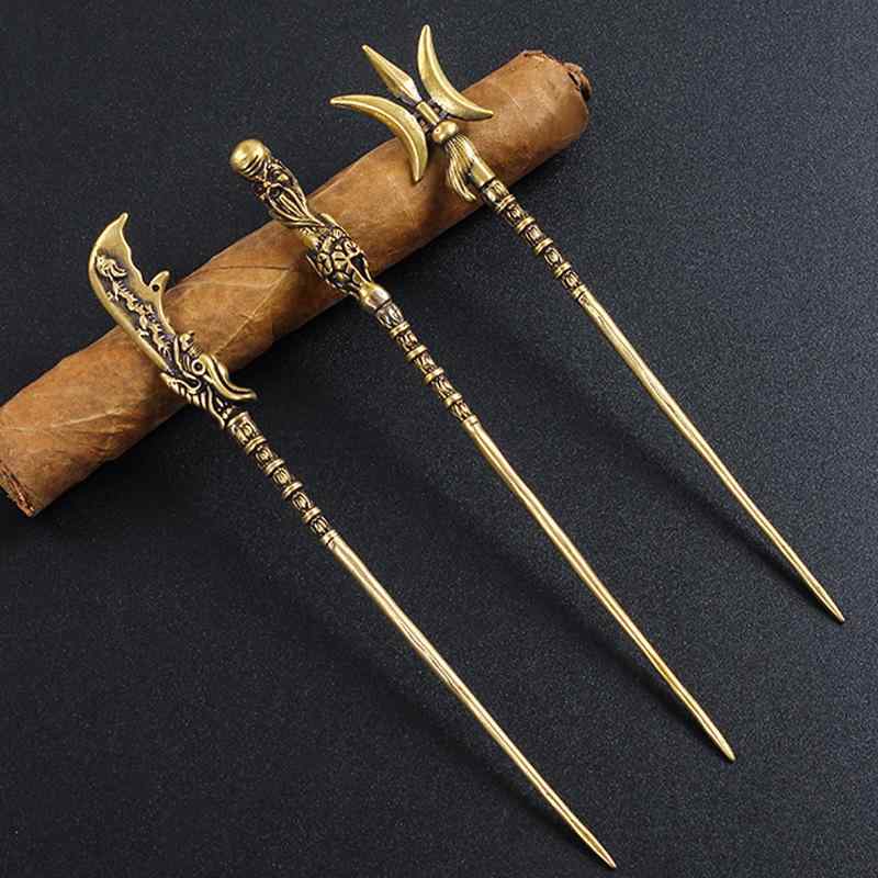 シガー用品 真鍮製 携帯用 ドリル式 シガー用 穴開け器 詰まり解消 通し針 煙道確保 喫煙補助具 コレク..