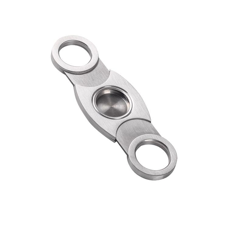 シガーカッター 切れ味抜群 ダブルブレード ステンレス製 ヘアライン加工 ポータブル 葉巻専用 エイト..